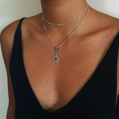 Simple Female Necklace Sunflower Beaded Clavicle Chain Pendant Silver Necklace Set Lady Fashion Birthday Party Jewelry Gifts
Simple Female Necklace Sunflower Beaded Clavicle Chain Pendant Silver Necklace Set Lady Fashion Birthday Party Jewelry Gifts