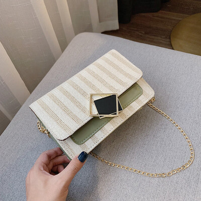 2019 new Sen temperament chain Messenger bag fashion wild striped shoulder bag female simple contrast color woven bag
2019 new Sen temperament chain Messenger bag fashion wild striped shoulder bag female simple contrast color woven bag