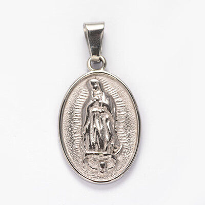 Oval with Virgin Mary 304 Stainless Steel Pendants Stainless Steel Color 33x20x3mm Hole 9x4mm
Oval with Virgin Mary 304 Stainless Steel Pendants Stainless Steel Color 33x20x3mm Hole 9x4mm
