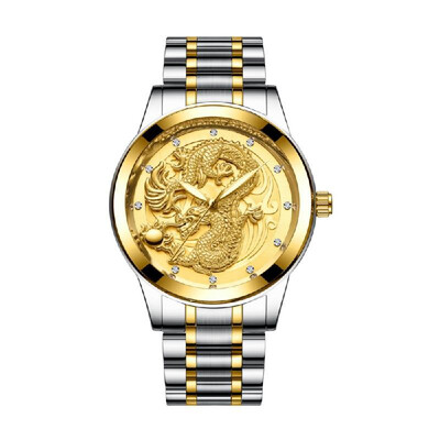 Dragon&Phoenix Couple Watch His-and-hers Watches Waterproof Luminous Ultra-thin Quartz Watch for Men Women with Leather Strap