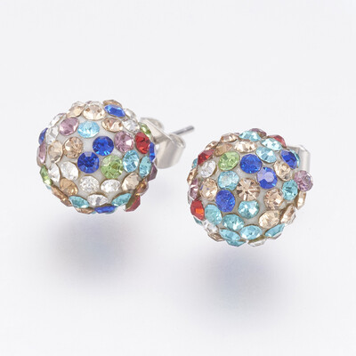 Resin Rhinestone Ball Stud Earrings with Stainless Steel Pins&Iron Ear Nuts Round Colorful 11mm Pin 07mm
Resin Rhinestone Ball Stud Earrings with Stainless Steel Pins&Iron Ear Nuts Round Colorful 11mm Pin 07mm