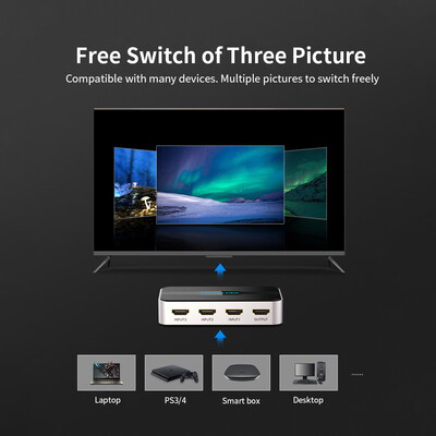 VENTION HDMI Switcher HDMI 3 in 1 Splitter with 4K Full HD 1080P 3D Effect TMDS&IR Remote Control for LaptopSTBXBOXProjecto
VENTION HDMI Switcher HDMI 3 in 1 Splitter with 4K Full HD 1080P 3D Effect TMDS&IR Remote Control for LaptopSTBXBOXProjecto