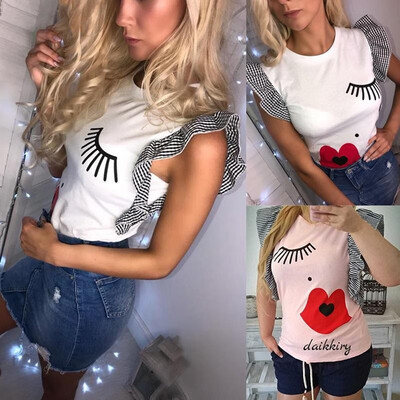 Hot new products 2019 summer fashion print lips print eyelashes round neck shirt womens T-shirt 101178 Pink
Hot new products 2019 summer fashion print lips print eyelashes round neck shirt womens T-shirt 101178 Pink