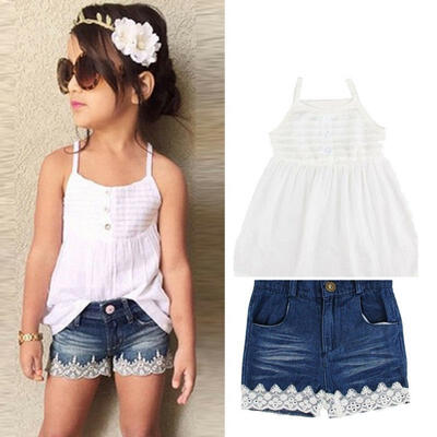 2PCS Toddler Baby Kids Girls Fashion Vest Top Dress Lace Denim Shorts Pants Outfits Clothes
2PCS Toddler Baby Kids Girls Fashion Vest Top Dress Lace Denim Shorts Pants Outfits Clothes