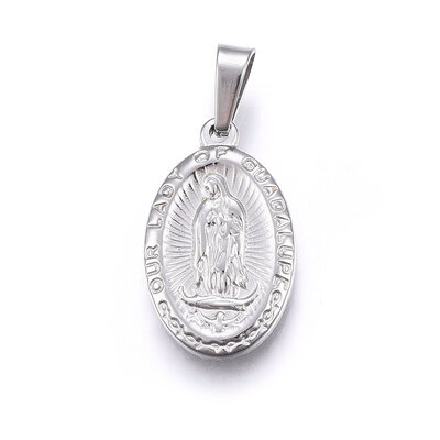 304 Stainless Steel Pendants Oval with Our Lady Stainless Steel Color 23x14x3mm Hole 7x4mm
304 Stainless Steel Pendants Oval with Our Lady Stainless Steel Color 23x14x3mm Hole 7x4mm
