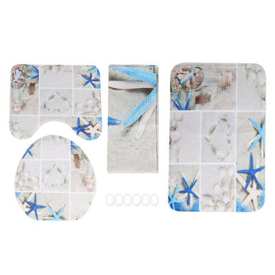 Greensen 4pcsSet Starfish Shower Curtain Pedestal Rug Lid Toilet Cover Mat Non-Slip Bath Mat Shower Rug Bathroom Mat
Greensen 4pcsSet Starfish Shower Curtain Pedestal Rug Lid Toilet Cover Mat Non-Slip Bath Mat Shower Rug Bathroom Mat