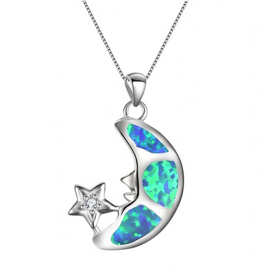 NecklaceCute Female Star Moon Pendant Necklace Wedding Jewelry WhiteBlue Fire Opal Necklaces For Women
NecklaceCute Female Star Moon Pendant Necklace Wedding Jewelry WhiteBlue Fire Opal Necklaces For Women