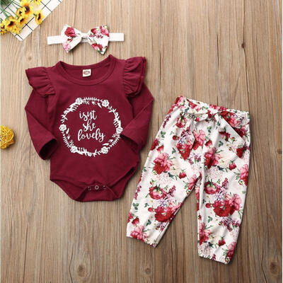 3Pcs Newborn Baby Girls Outfits Ruffle Romper Bodysuit Tops Floral Pants Headband Clothes Set 0-24 Months
3Pcs Newborn Baby Girls Outfits Ruffle Romper Bodysuit Tops Floral Pants Headband Clothes Set 0-24 Months