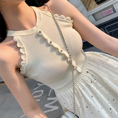 Womens Sleeveless Sexy Halter Camisole Top Vest Buttons Ruffled Tank Top
Womens Sleeveless Sexy Halter Camisole Top Vest Buttons Ruffled Tank Top