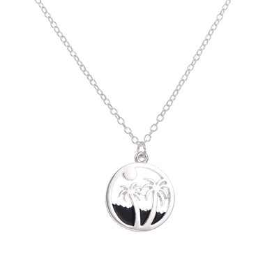 Trendy Beach Jewelry Silver Color Alloy Sun Palm tree Round Charm Pendant Necklace For Women Gift
Trendy Beach Jewelry Silver Color Alloy Sun Palm tree Round Charm Pendant Necklace For Women Gift
