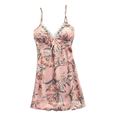 Toponeto Women Sexy Satin Fashion Print Lace Bow Pajamas Sling Sleepwear With Chest Pad
Toponeto Women Sexy Satin Fashion Print Lace Bow Pajamas Sling Sleepwear With Chest Pad