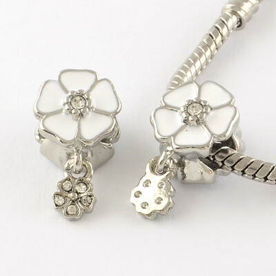 Flower Enamel Style Platinum Tone Alloy Rhinestone European Beads Large Hole Beads White 19x11x11mm Hole 5mm
Flower Enamel Style Platinum Tone Alloy Rhinestone European Beads Large Hole Beads White 19x11x11mm Hole 5mm