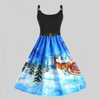 Tailored Womens Fashion Straps Vintage Santa Claus Snowflake Print Christmas Dress
Tailored Womens Fashion Straps Vintage Santa Claus Snowflake Print Christmas Dress