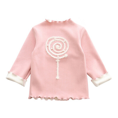 Baby Clothes Girl Cartoon Print Baby Girl Sweater Top Winter Warm Plus Velvet Long Sleeve Kids Clothes Pullover For Brazil VIP