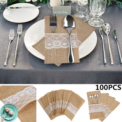 50100PCS Hessian Burlap Lace Rustic Jute Tableware Pouch Cutlery Holder Bag Wedding Party Decoration
50100PCS Hessian Burlap Lace Rustic Jute Tableware Pouch Cutlery Holder Bag Wedding Party Decoration