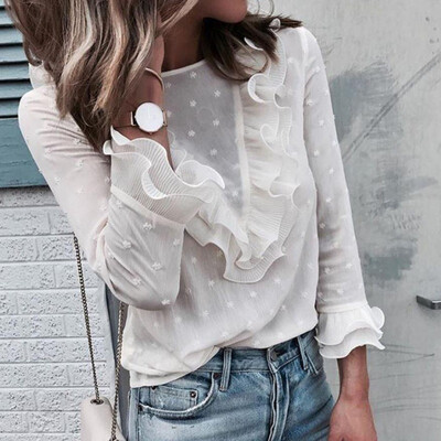 Summer fashion chiffon shirt hollow translucent sexy white flower point lace round neck button womenp2
Summer fashion chiffon shirt hollow translucent sexy white flower point lace round neck button womenp2
