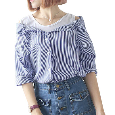Women Clothes Vertical Stripe Spaghetti Strap Off-shoulder Loose Shirt Casual Summer Autumn Women Striped
Women Clothes Vertical Stripe Spaghetti Strap Off-shoulder Loose Shirt Casual Summer Autumn Women Striped