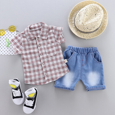 Plaid Boy Clothes Set Summer Plaid Shirt Short Sleeve T-shirt Denim Shorts Kids Clothes Set Fashion beach Boy T-shirt
Plaid Boy Clothes Set Summer Plaid Shirt Short Sleeve T-shirt Denim Shorts Kids Clothes Set Fashion beach Boy T-shirt