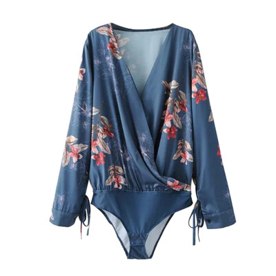 sexy bow tie long sleeve shirt Women bodysuit deep V neck floral print elastic waist blouse playsuits casual tops
sexy bow tie long sleeve shirt Women bodysuit deep V neck floral print elastic waist blouse playsuits casual tops