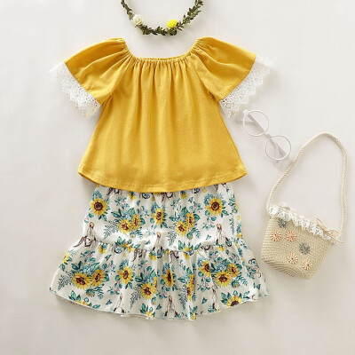 Summer Baby Girl Flare Sleeve T-shirt BlouseFloral Print Skirts Casual Outfits 2pcs Set 1-5T Lovely Toddler Baby Girls Clothes
Summer Baby Girl Flare Sleeve T-shirt BlouseFloral Print Skirts Casual Outfits 2pcs Set 1-5T Lovely Toddler Baby Girls Clothes