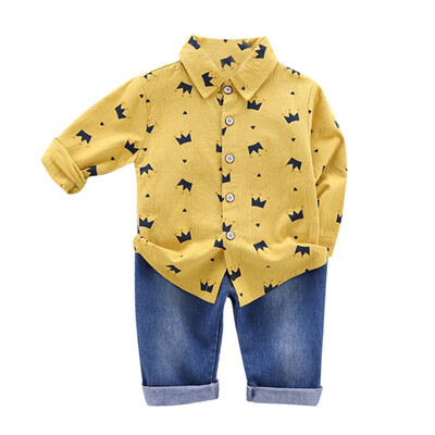 Autumn Children kids 2pcs CLothes Set Baby Boys Casual Long Sleeve Crown Print Blouse TopsDenim Pants Trouser Costume Set
Autumn Children kids 2pcs CLothes Set Baby Boys Casual Long Sleeve Crown Print Blouse TopsDenim Pants Trouser Costume Set