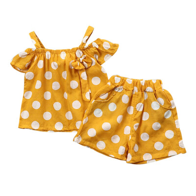 Summer Toddler Girl Clothing Dot Print Bow Flare Sleeve Off-shoulder T-shirt Blouse Tops Shorts Casual 2pcs Outfits
Summer Toddler Girl Clothing Dot Print Bow Flare Sleeve Off-shoulder T-shirt Blouse Tops Shorts Casual 2pcs Outfits