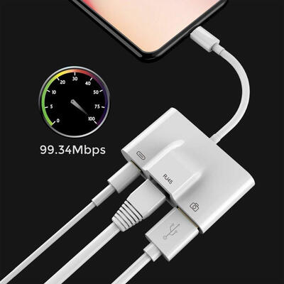 Adapter For Lightning to RJ45 Ethernet LAN Wired Network with USB 30 OTG Digital Camera Reader Converter For iPhone XXRXS87
Adapter For Lightning to RJ45 Ethernet LAN Wired Network with USB 30 OTG Digital Camera Reader Converter For iPhone XXRXS87