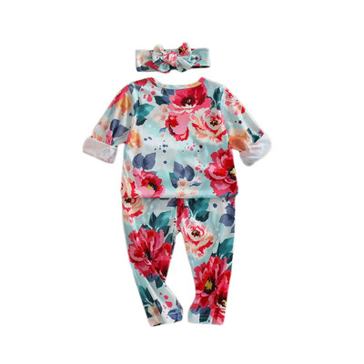 Spring Autumn Casual Baby Cute Flower Printing Long Sleeve Top And Trousers And Headband Kids Two-piece Outfit Set
Spring Autumn Casual Baby Cute Flower Printing Long Sleeve Top And Trousers And Headband Kids Two-piece Outfit Set