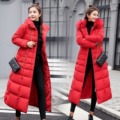 Womens cotton coat womens winter Korean version of the long section over the knee color fur collar large size down cotton suit Slim cotton jacket
Womens cotton coat womens winter Korean version of the long section over the knee color fur collar large size down cotton suit Slim cotton jacket
