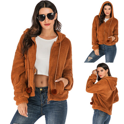 Tailored Women Fashion Solid Faux Plush Ball Jacket Hooded Plush Zipper Loose Pocket Coat
Tailored Women Fashion Solid Faux Plush Ball Jacket Hooded Plush Zipper Loose Pocket Coat