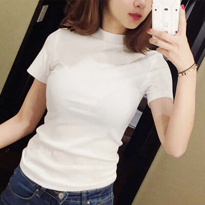 Fashion Women Summer Half High Collar Tshirt Solid Color Loose Short Sleeve Tee T Shirts Tops Casual T-Shirt Simple Wild Tops
Fashion Women Summer Half High Collar Tshirt Solid Color Loose Short Sleeve Tee T Shirts Tops Casual T-Shirt Simple Wild Tops