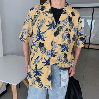 2019 Men Fashion Brand Summer Shirts Leaves Flower Pineapple Print Loose Short Sleeve Shirt Male Hawaiian Style Beach Shirt
2019 Men Fashion Brand Summer Shirts Leaves Flower Pineapple Print Loose Short Sleeve Shirt Male Hawaiian Style Beach Shirt