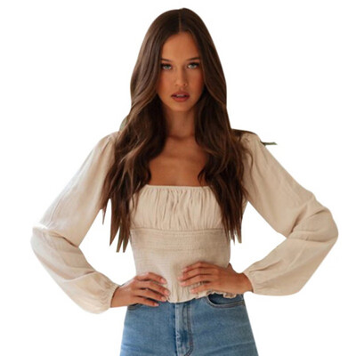 Korean Sexy Slim Vintage Square Collar Long Sleeve Women Tops Fashion Trend Slim Solid Ruffled T-Shirt Women camiseta mujer
Korean Sexy Slim Vintage Square Collar Long Sleeve Women Tops Fashion Trend Slim Solid Ruffled T-Shirt Women camiseta mujer
