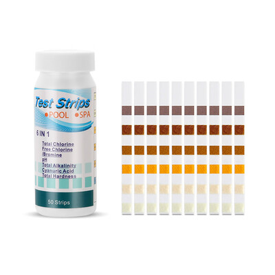 Pool & Spa Strips Chlorine Bromine pH Value Alkalinity Cyanuric Acid Total Hardness Acidity Swimming Pool 6-in-1 Test Paper Water
Pool & Spa Strips Chlorine Bromine pH Value Alkalinity Cyanuric Acid Total Hardness Acidity Swimming Pool 6-in-1 Test Paper Water