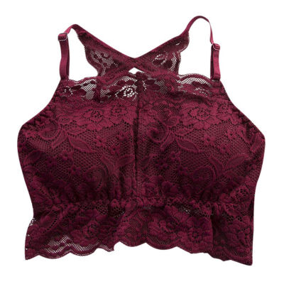 

Racerback Lace Sexy Bra Soft Anti Exposure Removable Padded Brassiere Women Solid Fitness Underwear Seamless Lingerie Tops