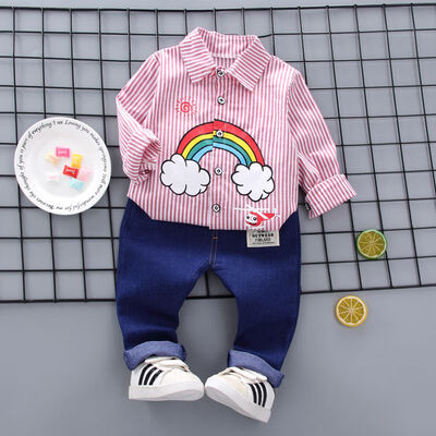 2019 Autumn Baby Boy Long Sleeve Rainbow Striped Pattern Soft Cotton Shirt TopsLong Trousers Toddler Outfits
2019 Autumn Baby Boy Long Sleeve Rainbow Striped Pattern Soft Cotton Shirt TopsLong Trousers Toddler Outfits