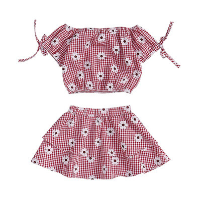 2019 Baby girl clothes summer set flower plaid bow sleeve top pleated skirt 2PCS for 1-6T
2019 Baby girl clothes summer set flower plaid bow sleeve top pleated skirt 2PCS for 1-6T