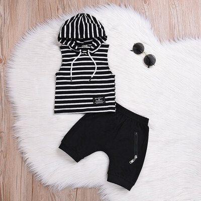 Summer Baby Boy Casual Stripe Print Sleeveless Hooded Tops T-shirt Shorts Toddler Outfits Clothes
Summer Baby Boy Casual Stripe Print Sleeveless Hooded Tops T-shirt Shorts Toddler Outfits Clothes