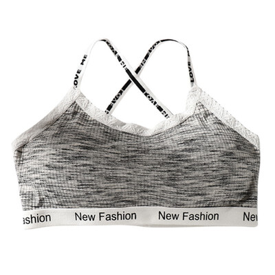 Letter Print Sexy Bra Women One Piece Wireless Removable Padded Bra Lace Bralette Crop Top Push Up Bra Underwear Women