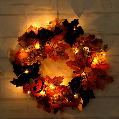 Artificial Halloween Wreath Autumn Maple Leaf Pumpkin Berry Wreath Halloween Door Home LED Decor Front Door Hanging Garland
Artificial Halloween Wreath Autumn Maple Leaf Pumpkin Berry Wreath Halloween Door Home LED Decor Front Door Hanging Garland