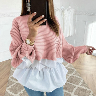 Women Knitted Sweater Splice O Neck Lantern Long Sleeves Raglan Sleeve Ribbed Autumn Winter Knitting Tunic Tops Blouse
Women Knitted Sweater Splice O Neck Lantern Long Sleeves Raglan Sleeve Ribbed Autumn Winter Knitting Tunic Tops Blouse