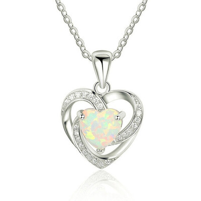 Gift Women Fashion Heart White Fire Opal Cz 925 Sterling Silver Pendant Necklace Wedding Jewelry Gifts
Gift Women Fashion Heart White Fire Opal Cz 925 Sterling Silver Pendant Necklace Wedding Jewelry Gifts