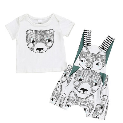 Newborn Boy Clothes Set Cartoon Bear Print Tops Blouse T-shirtSuspender Pants Children Casual Outfits Sets
Newborn Boy Clothes Set Cartoon Bear Print Tops Blouse T-shirtSuspender Pants Children Casual Outfits Sets