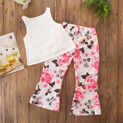 Summer Girl Clothes Set White Plaid Sleeveless Top Floral Trumpet Trousers Two-piece Fashion Childrens Clothing
Summer Girl Clothes Set White Plaid Sleeveless Top Floral Trumpet Trousers Two-piece Fashion Childrens Clothing