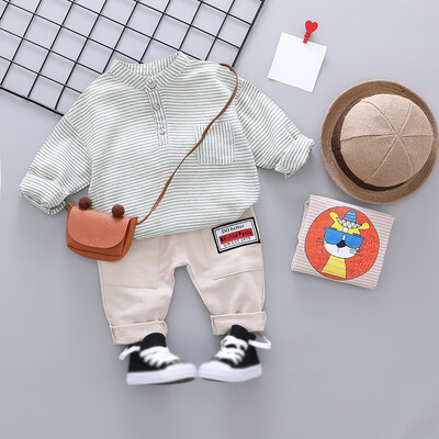 2PcsSet Autumn Baby Boy Adorable Striped Print Long Sleeve Shirt Trousers Casual Outfits
2PcsSet Autumn Baby Boy Adorable Striped Print Long Sleeve Shirt Trousers Casual Outfits