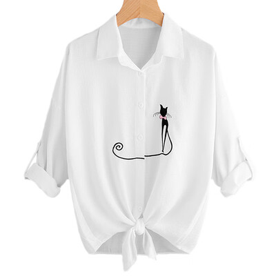 Embroidered Cat Women Shirts Tie Knotted Hem Casual Long Sleeve Crop Tops Blouse Button Tops Female 3 Colors Size -XXL
Embroidered Cat Women Shirts Tie Knotted Hem Casual Long Sleeve Crop Tops Blouse Button Tops Female 3 Colors Size -XXL