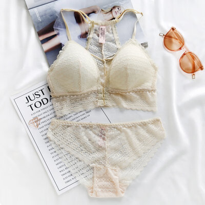 Women Sexy Bra Set Wire Free Solid Color Bra Lace Floral Briefs Underwear Deep V Front Closure Bra Set
Women Sexy Bra Set Wire Free Solid Color Bra Lace Floral Briefs Underwear Deep V Front Closure Bra Set