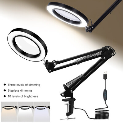 5X USB LED Magnifying Glass Desk Lamp with Clamp Magnifier Lens with Adjustable Swivel Arm Clamp Desk Light
5X USB LED Magnifying Glass Desk Lamp with Clamp Magnifier Lens with Adjustable Swivel Arm Clamp Desk Light