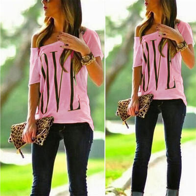 Fashion Korean Design Women Loose Off Cotton Shoulder Tops Letter Shirt Short Sleeve Crew Neck -XL Ladies Casual Hot
Fashion Korean Design Women Loose Off Cotton Shoulder Tops Letter Shirt Short Sleeve Crew Neck -XL Ladies Casual Hot
