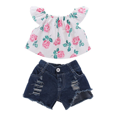 Girl Set 1-4Y Toddler Kids Floral Tops Off-shoulder Blouse Denim Shorts Pants Baby Girl 2Pcs Outfits Sunsuit
Girl Set 1-4Y Toddler Kids Floral Tops Off-shoulder Blouse Denim Shorts Pants Baby Girl 2Pcs Outfits Sunsuit
